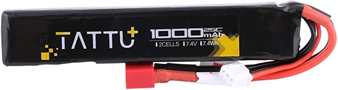 TATTU 7.4V Airsoft LiPO Battery with Deans Connector, 1000mAh 25C 2S Battery Pack for Airsoft Guns Brand: TATTU